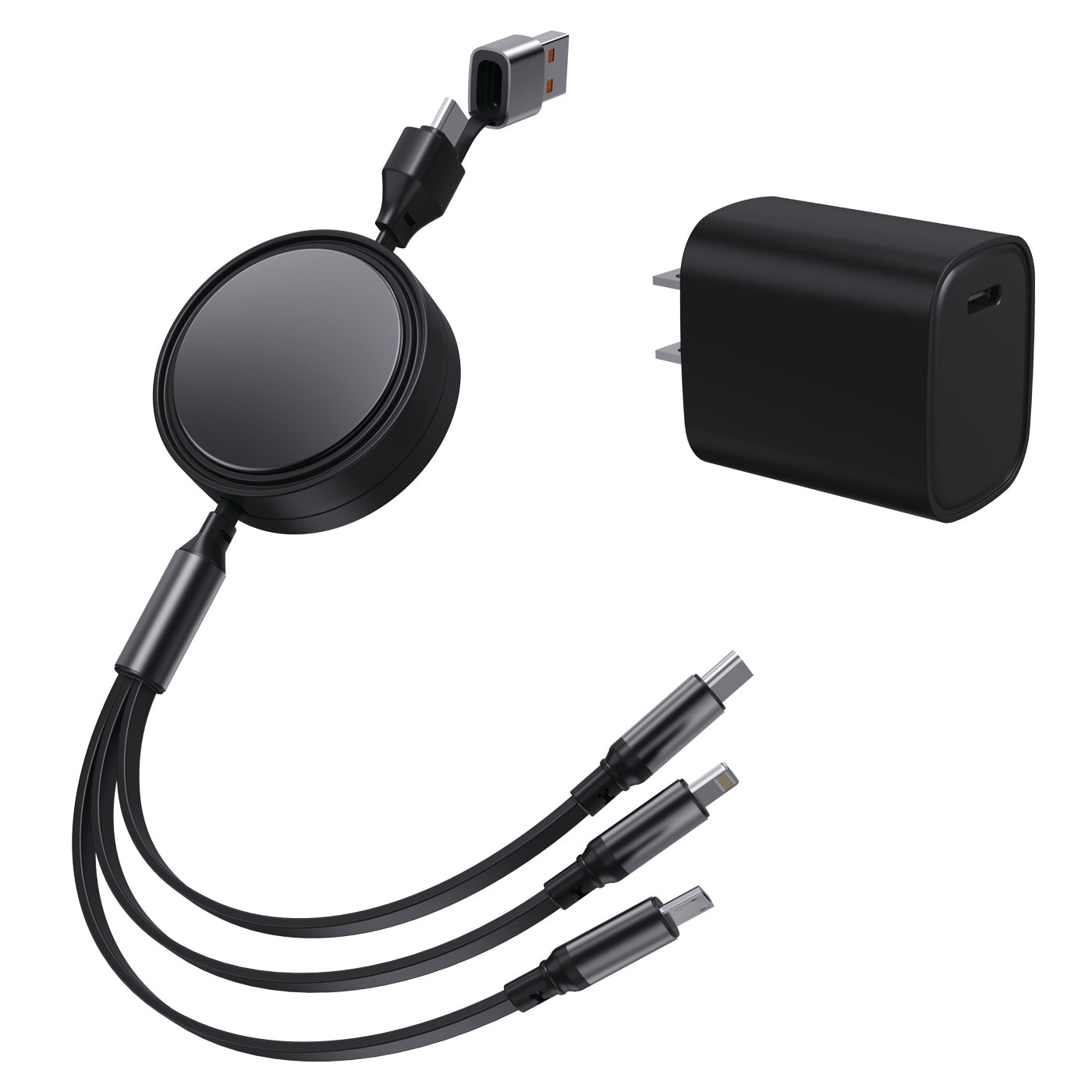 6 in 1 - Retractable Cables with Fast Charge Adapter