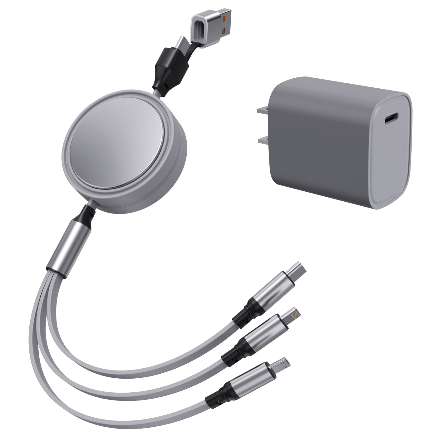 6 in 1 - Retractable Cables with Fast Charge Adapter