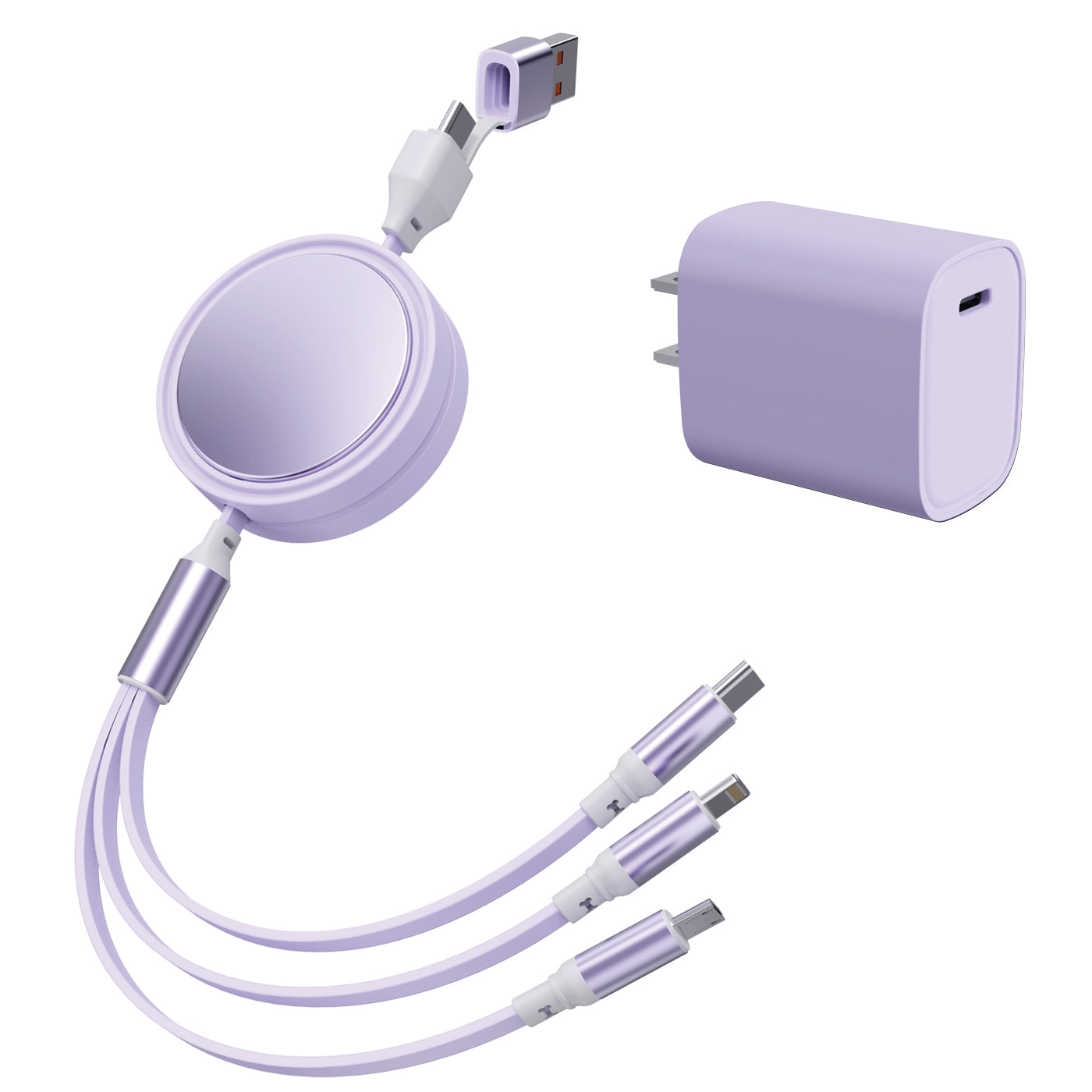 6 in 1 - Retractable Cables with Fast Charge Adapter