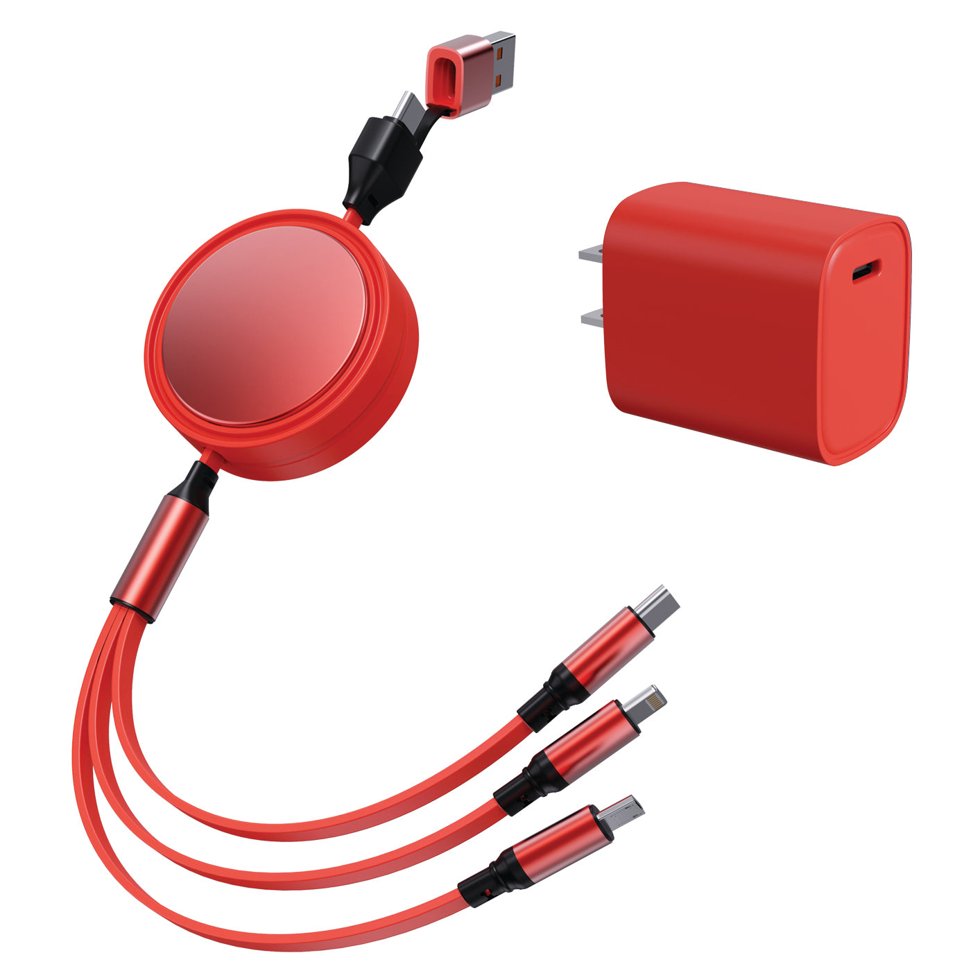 6 in 1 - Retractable Cables with Fast Charge Adapter