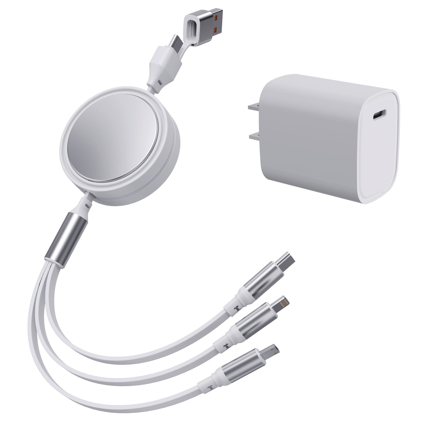 6 in 1 - Retractable Cables with Fast Charge Adapter